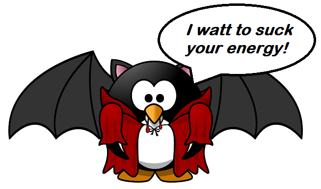 cartoon vampire bat saying I watt to suck your energy