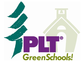 PLT Green Schools logo with school and tree graphic